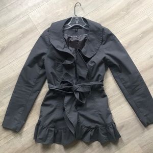 Sandro Ruffle Trench Coat